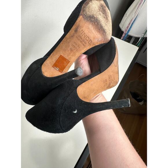 Vince Paulette d'Orsay Black Suede Pointed Toe Cut-Out Stiletto Heel Pump 9 - Picture 14 of 16